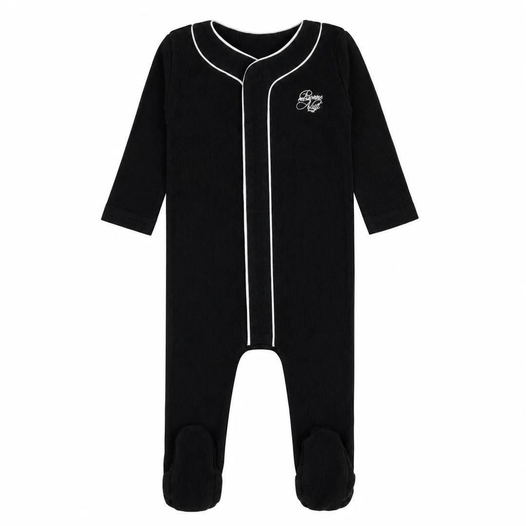 217214-170 Black Button Down Footie