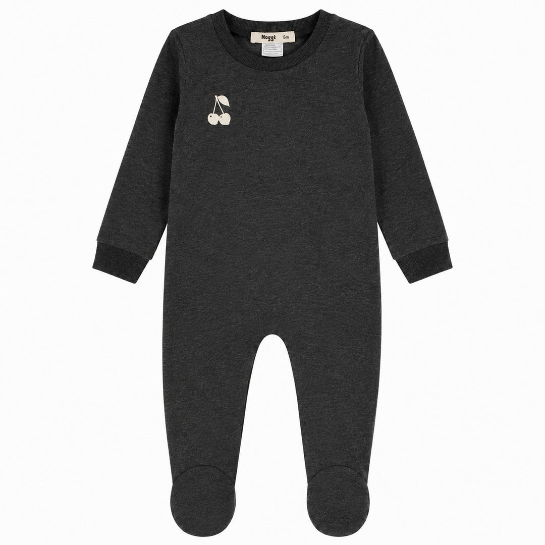 217217-145 Charcoal Heather Cherries Bonne Nuit Footie