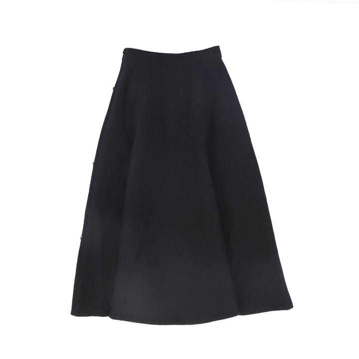 C-21806-Jewel Wool Midi Skirt -Black