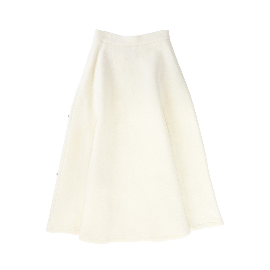 C-21806-Jewel Wool Midi Skirt -Ivory
