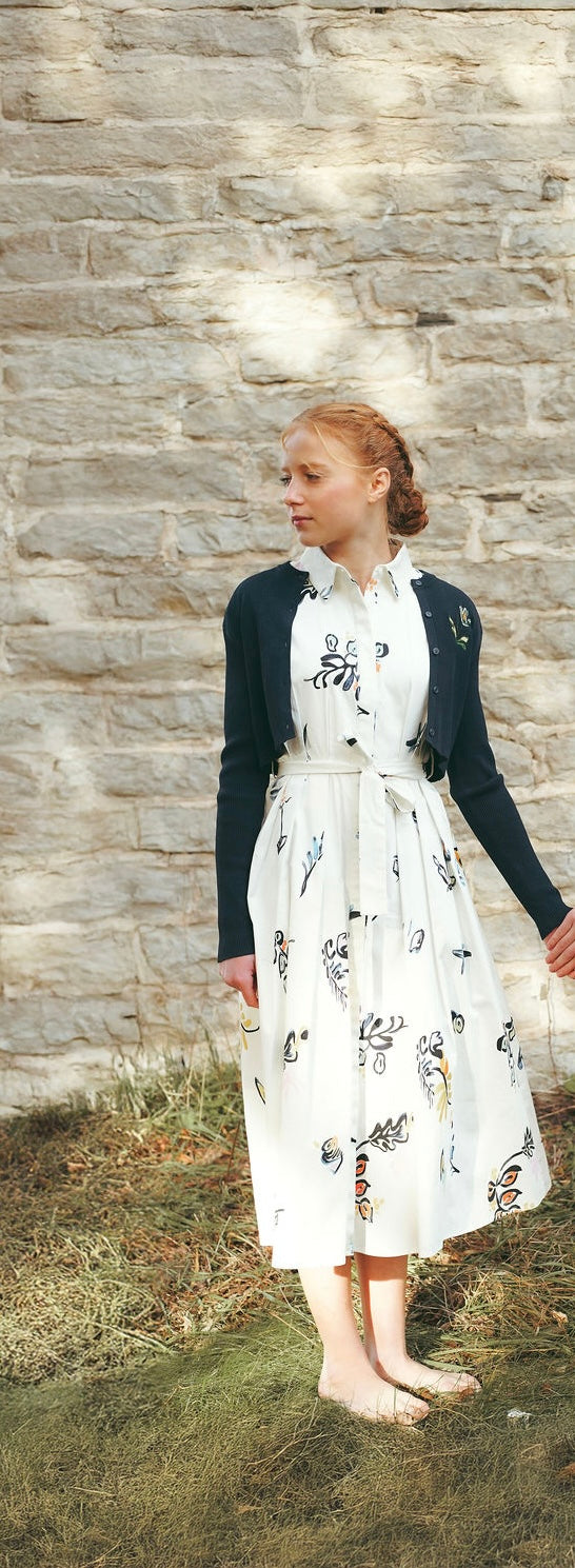 C-24653-Poplin Printed Dress White