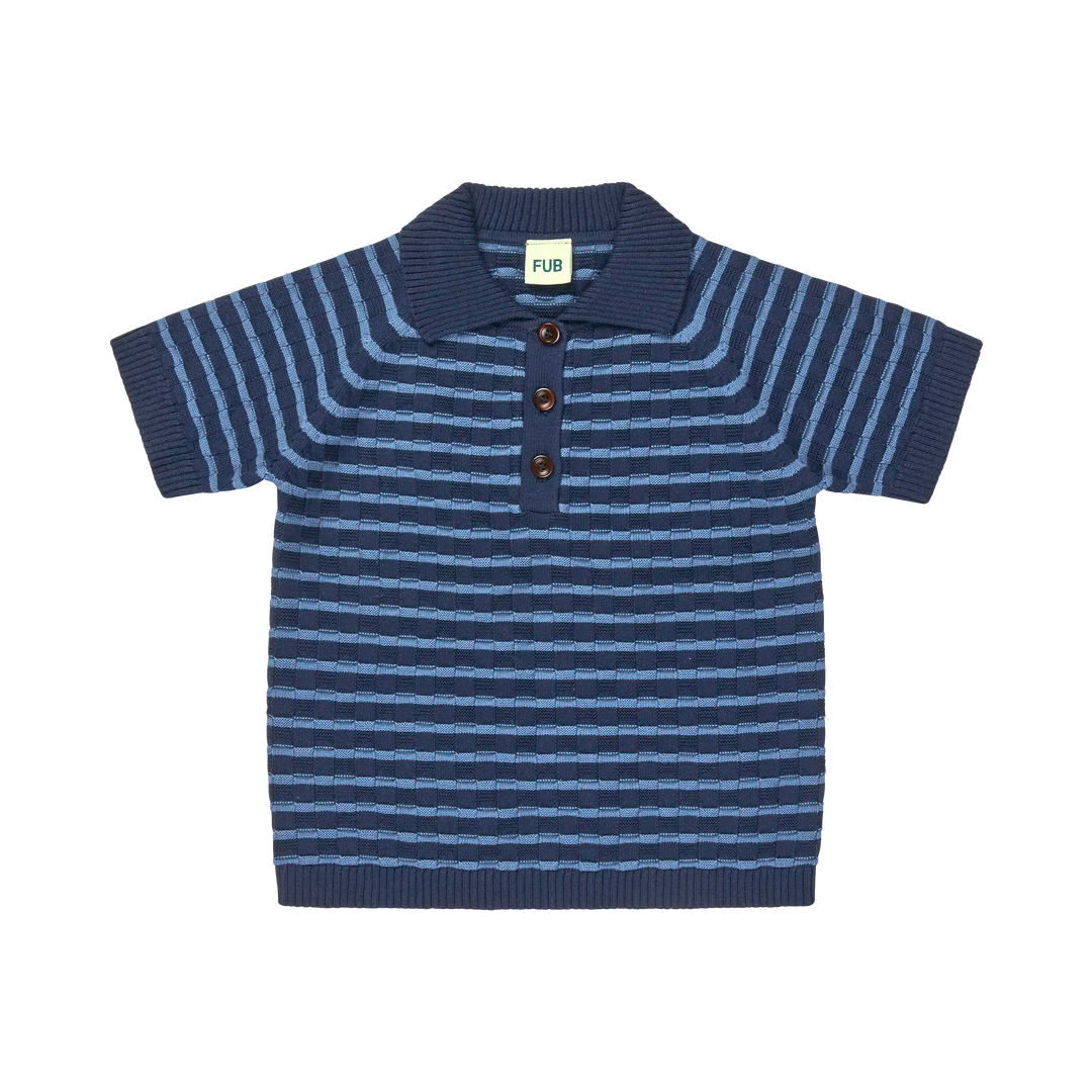 2225-CHECKERED POLO-Dark Navy/Washed Indigo