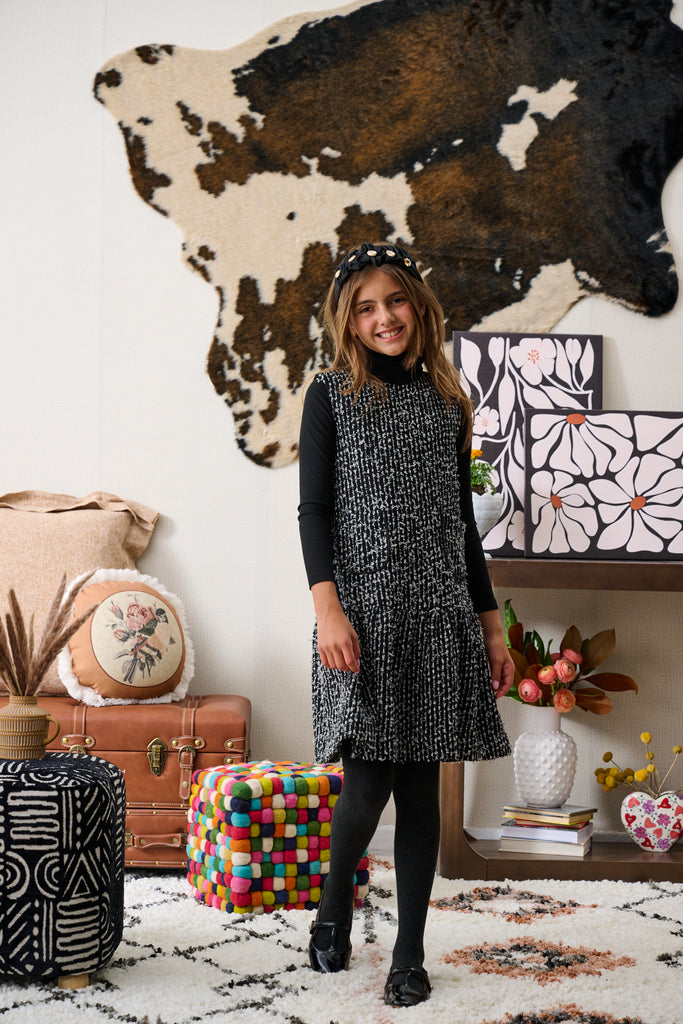 2243-BLACK WHITE TWEED JUMPER – whoopikids