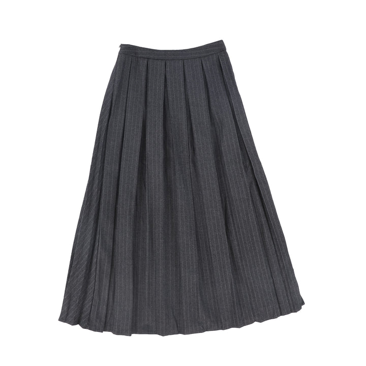 C-22477-Pinstripe Wool A-Line Skirt -Grey