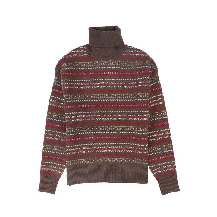 C-22800-Fair Isle Turtleneck -Brown
