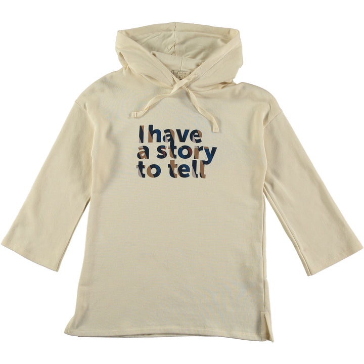 I HAVE TO TELL HOODIE DRESS-Parchment