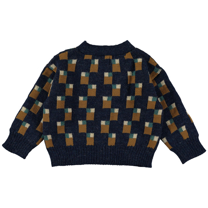 ABSTRACT ART KNITTED BABY CARDIGAN-Blue Nights