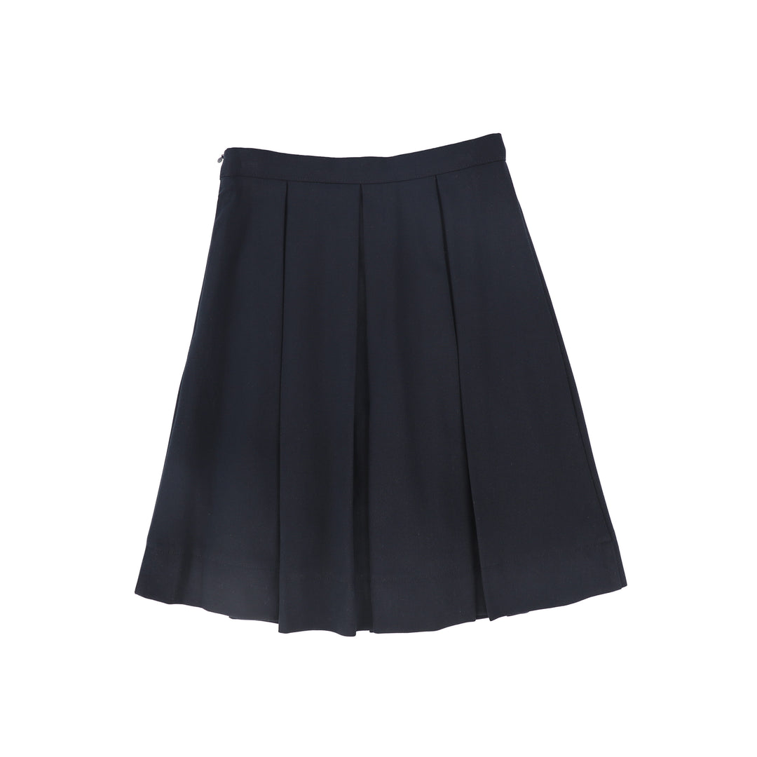 C-23021-Wool Pleat Skirt -Navy