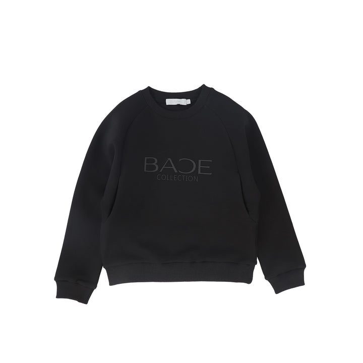 C-23227-Tonal Printed Sweatshirt -Black