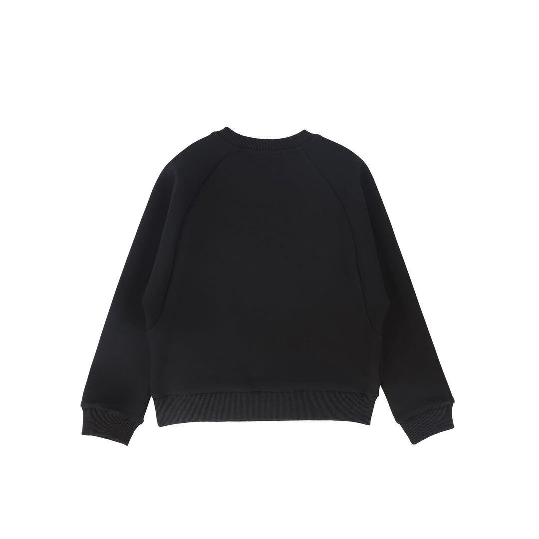 C-23227-Tonal Printed Sweatshirt -Black