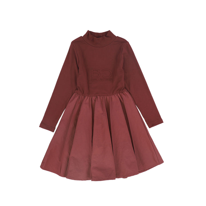 C-23289-Mockneck Cargo Dress -Rust