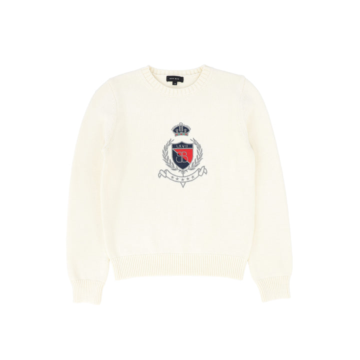 C-23454-Knit Crest Sweater -Ivory