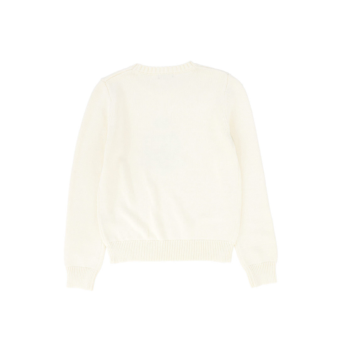 C-23454-Knit Crest Sweater -Ivory