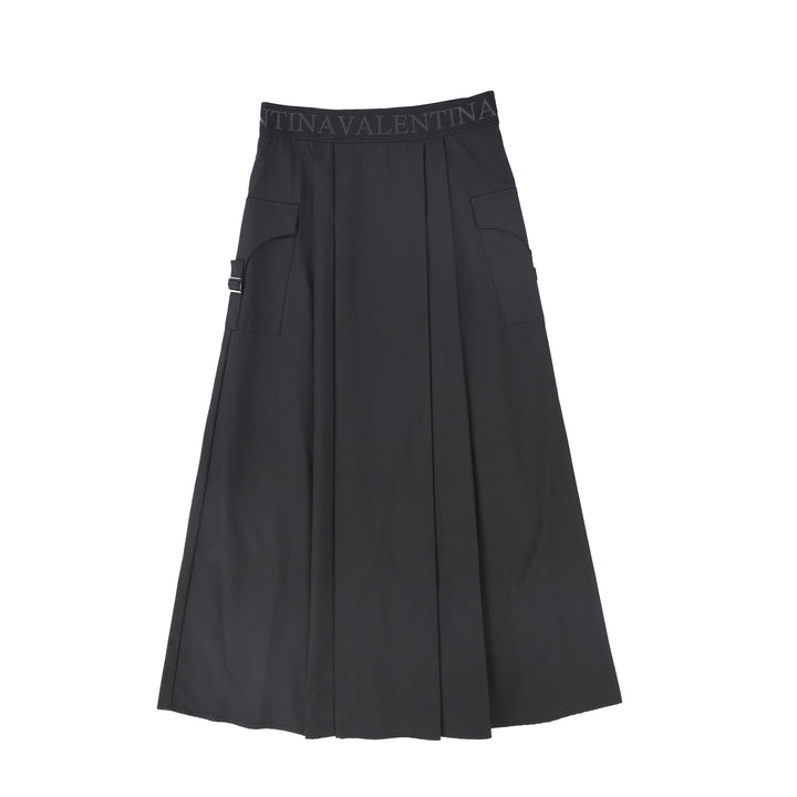 C-23622-Pleated Cargo Skirt Black