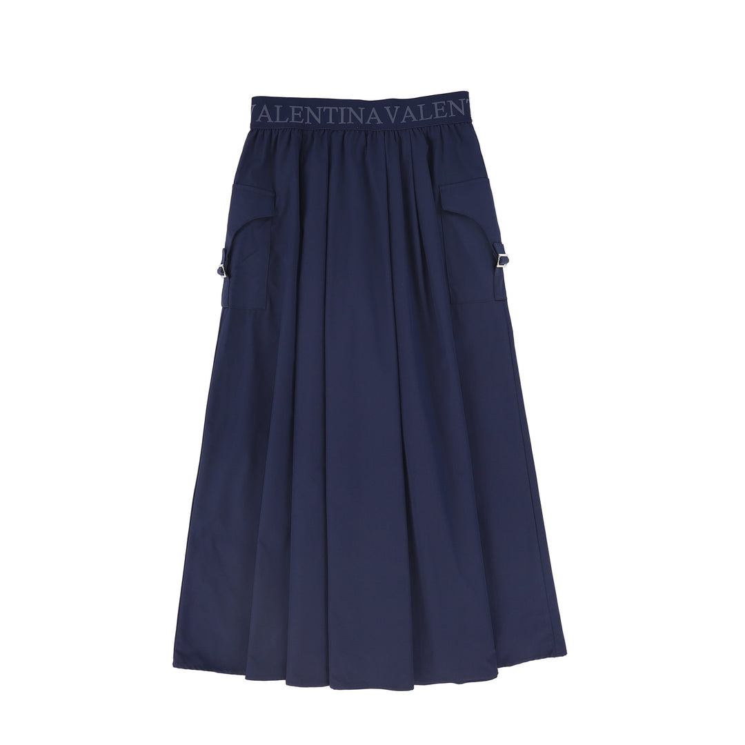 C-23622-Pleated Cargo Skirt Navy