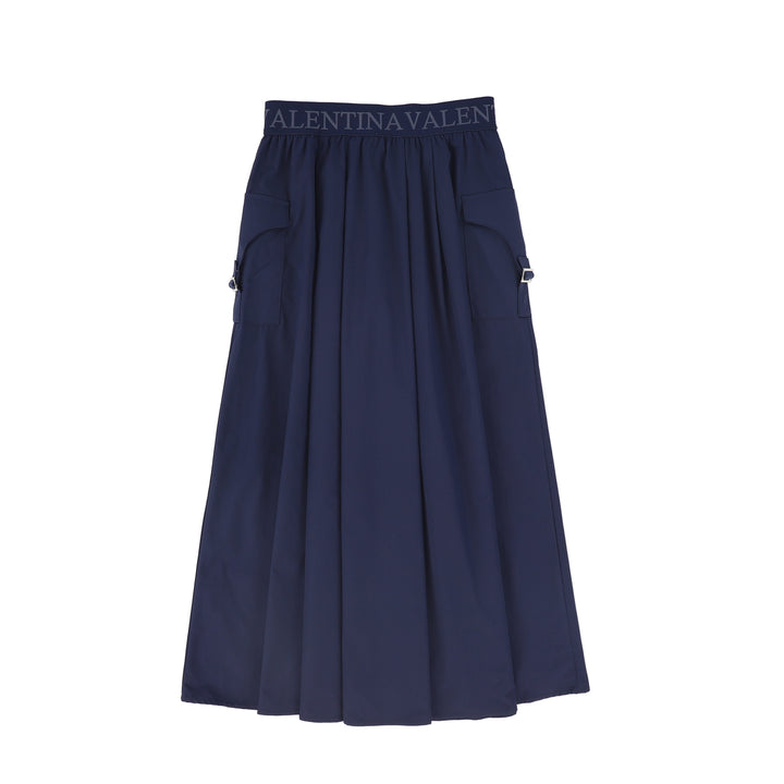 C-23622-Pleated Cargo Skirt Navy