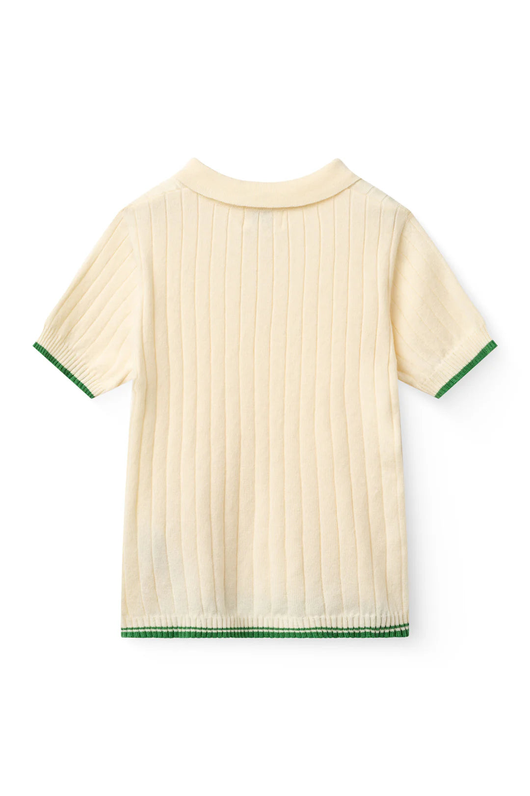 241-000-301 RIB KNITTED POLO - CREAM/SHARP GREEN COMB