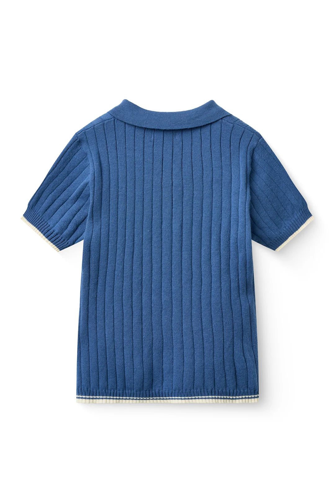 241-000-301 RIB KNITTED POLO - SHARP BLUE/CREAM COMB