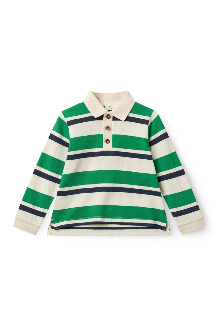 242-300-301 STRIPED PIQUE POLO W. LS - SHARP GREEN COMB