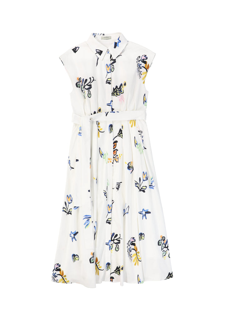 C-24653-Poplin Printed Dress White