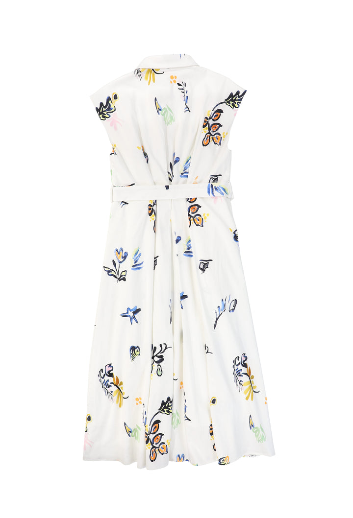 C-24653-Poplin Printed Dress White