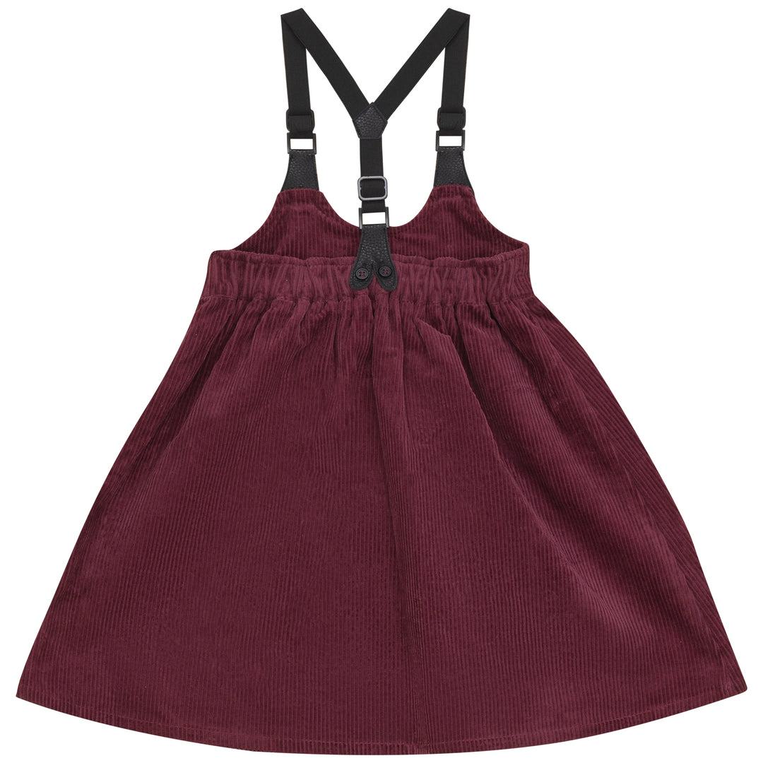 2500CR-GIRL DRESS WITH SUSPENDERS-CRANBERRY