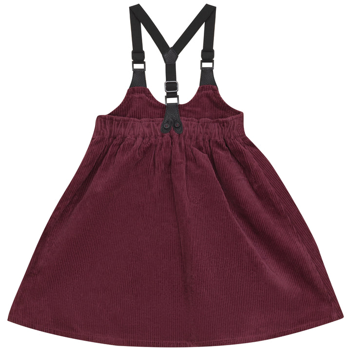 2500CR-GIRL DRESS WITH SUSPENDERS-CRANBERRY
