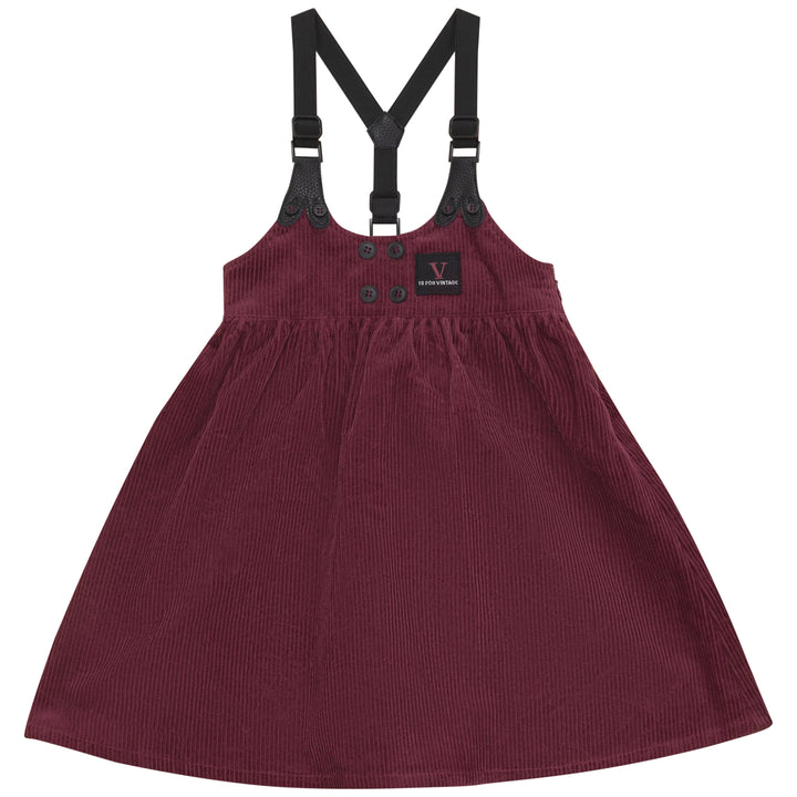 2500CR-GIRL DRESS WITH SUSPENDERS-CRANBERRY