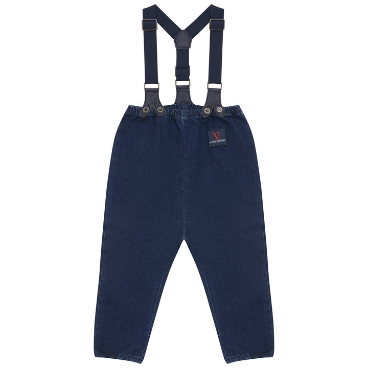 2502BL-BB BOY ROMPER W SUSPENDERS-DENIM BLUE