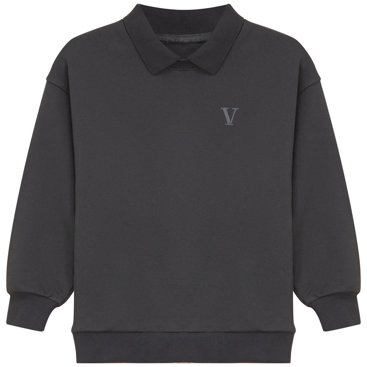 2505GR-BOY SWEATSHIRT W COLLAR-GREY