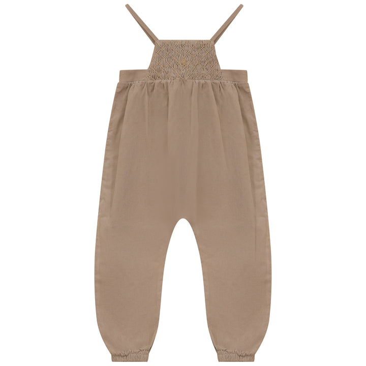2512CA-BB GIRL ROMPER W SMOCKING-CAMEL