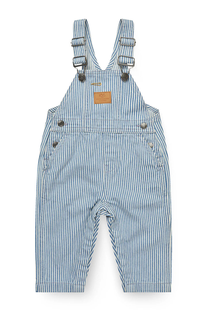 252-111-504 Y/D TWILL BABY OVERALLS - DENIM BLUE STRIPE