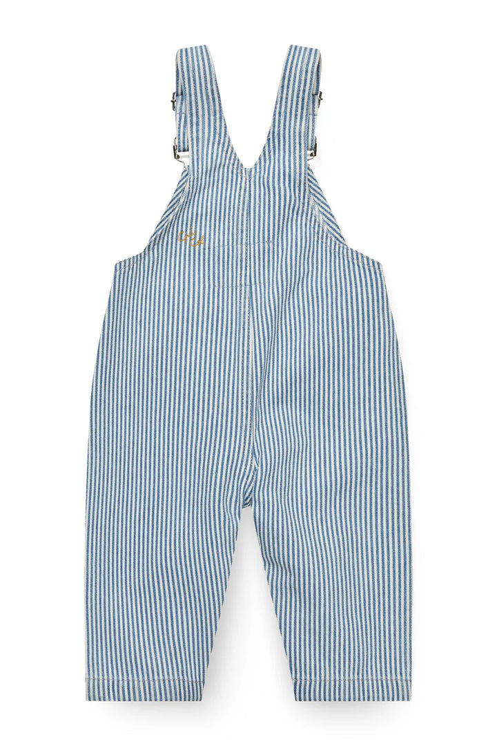 252-111-504 Y/D TWILL BABY OVERALLS - DENIM BLUE STRIPE