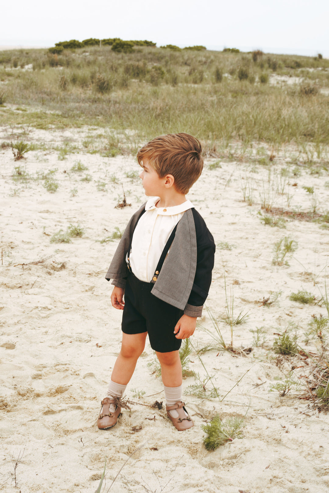 2521BK-BOY SHORTS W SUSPENDERS-BLACK