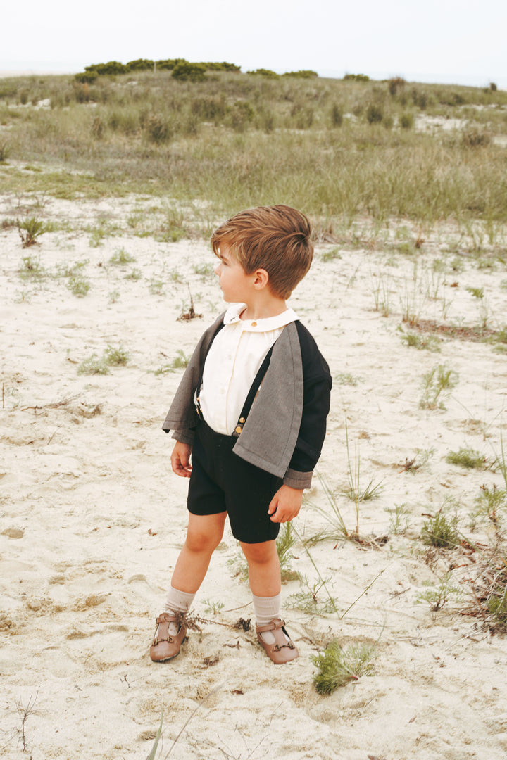 2521BK-BOY SHORTS W SUSPENDERS-BLACK