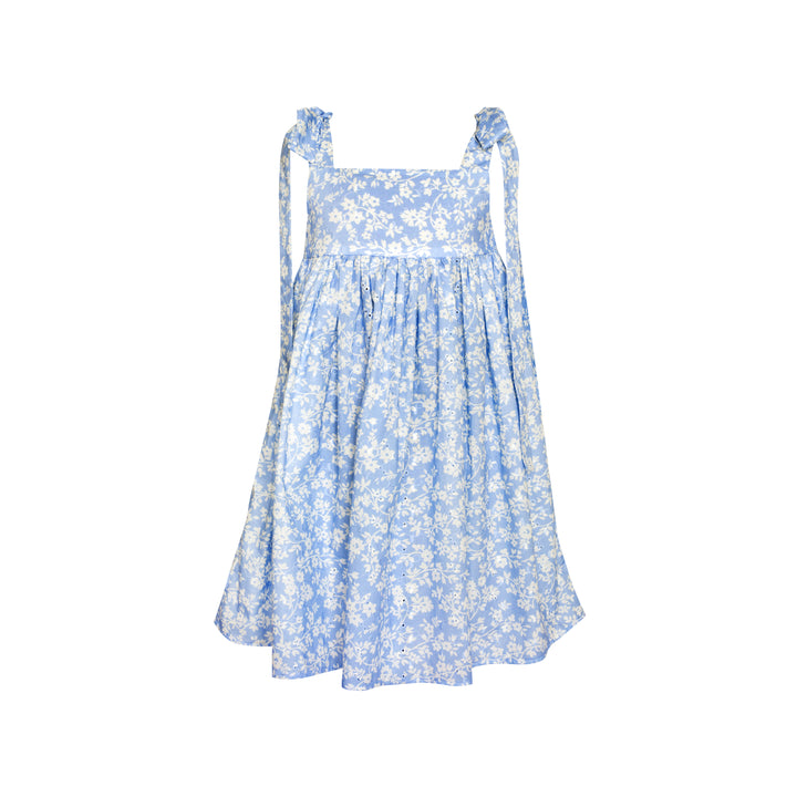 Cotton Dress with Ties mimi-Blue