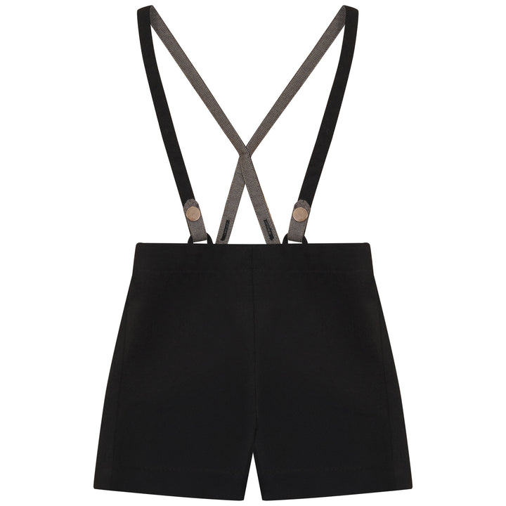 2521BK-BOY SHORTS W SUSPENDERS-BLACK