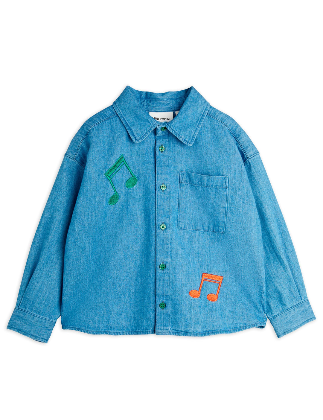 NOTE EMB LIGHTWEIGHT DENIM LS SHIRT-Blue