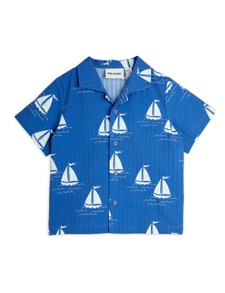 SAILING BOATS AOP WOVEN SS SHIRT-Blue