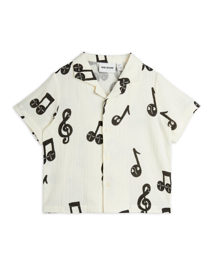 NOTE AOP MUSLIN SS SHIRT-White