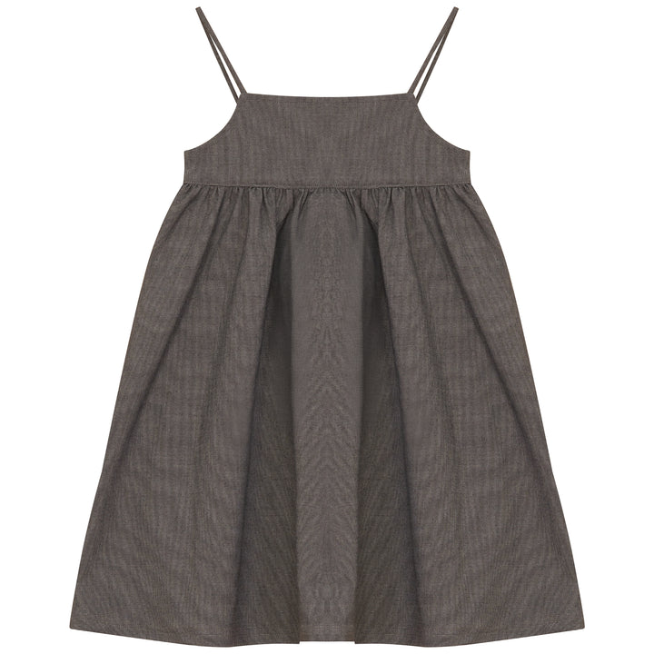 2522BR-GIRL TWEED DRESS-BROWN