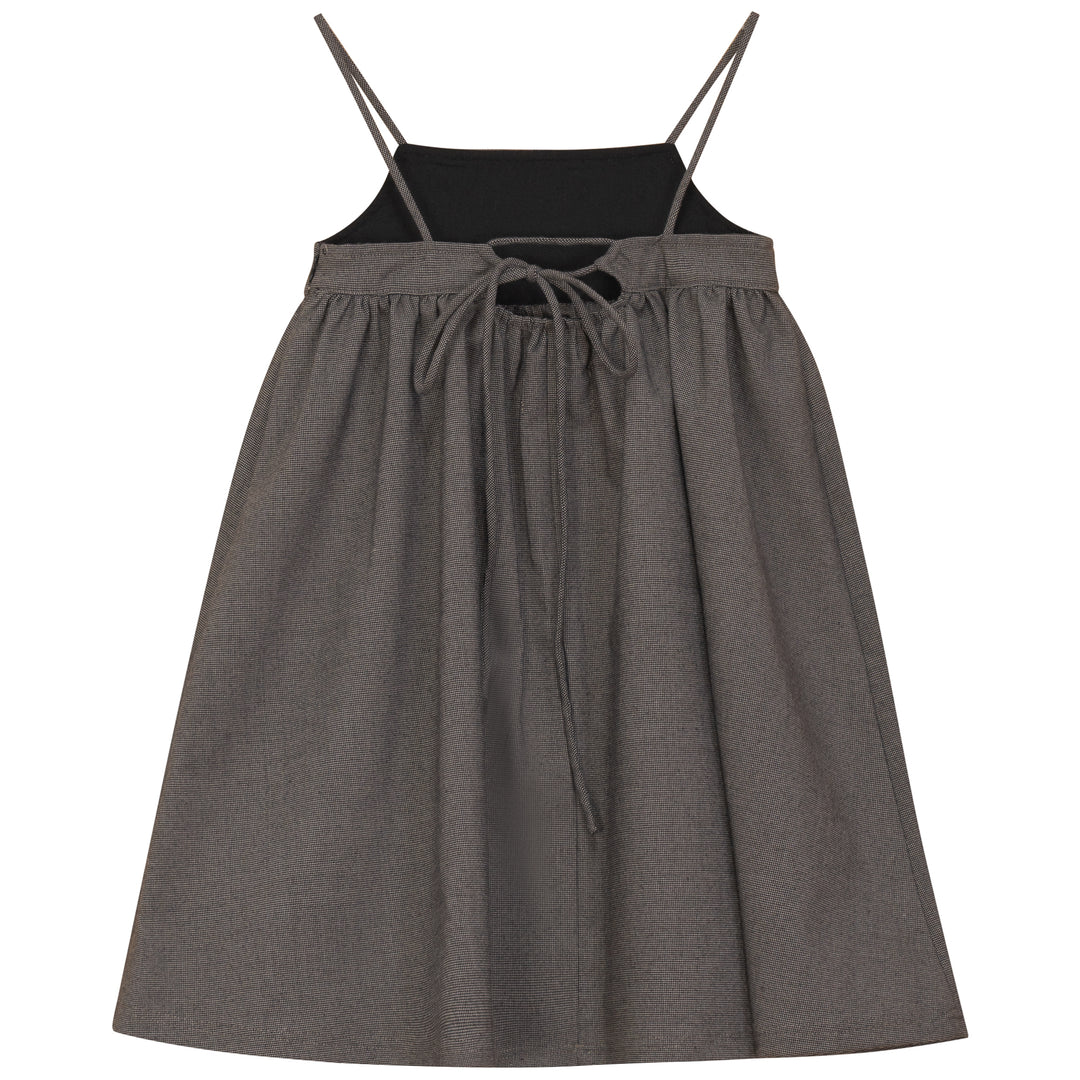 2522BR-GIRL TWEED DRESS-BROWN