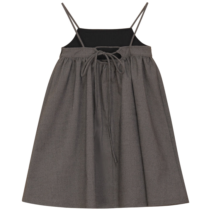2522BR-GIRL TWEED DRESS-BROWN