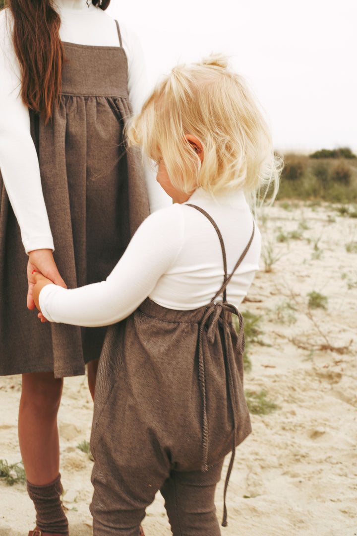 2523BR-BB GIRL TWEED ROMPER-BROWN