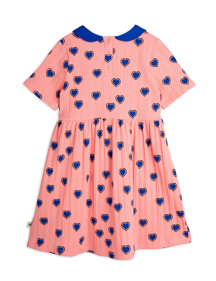 OUTLINED HEARTS AOP SS DRESS-Pink