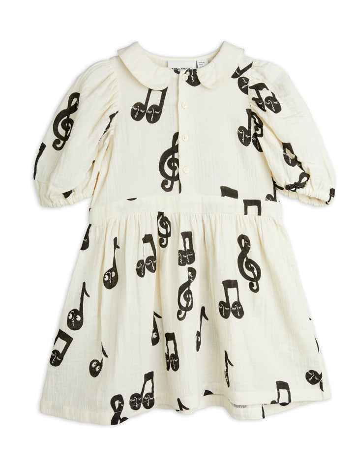 NOTE AOP MUSLIN SS DRESS-White