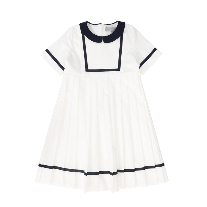 C-25289-Collared Trim Dress-Ivory