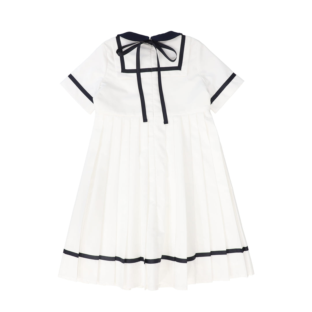 C-25289-Collared Trim Dress-Ivory