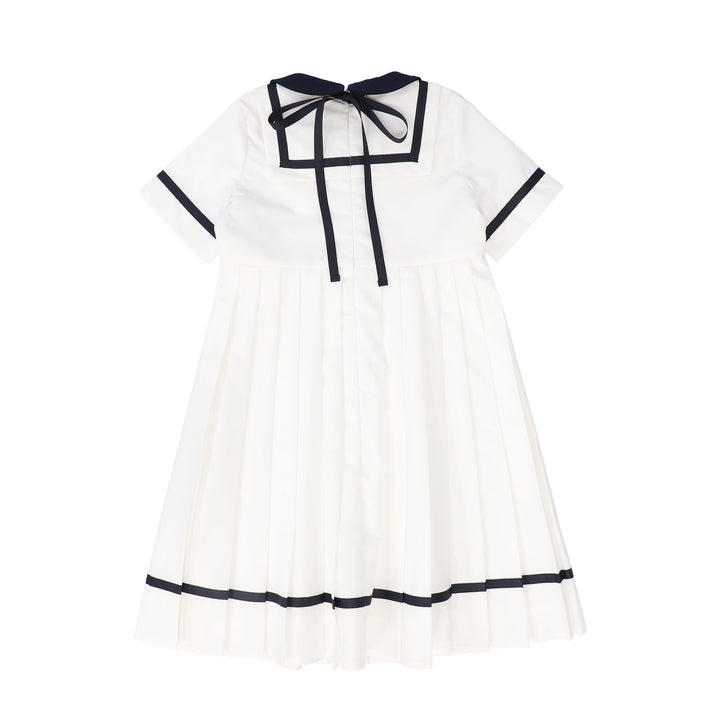 C-25289-Collared Trim Dress-Ivory