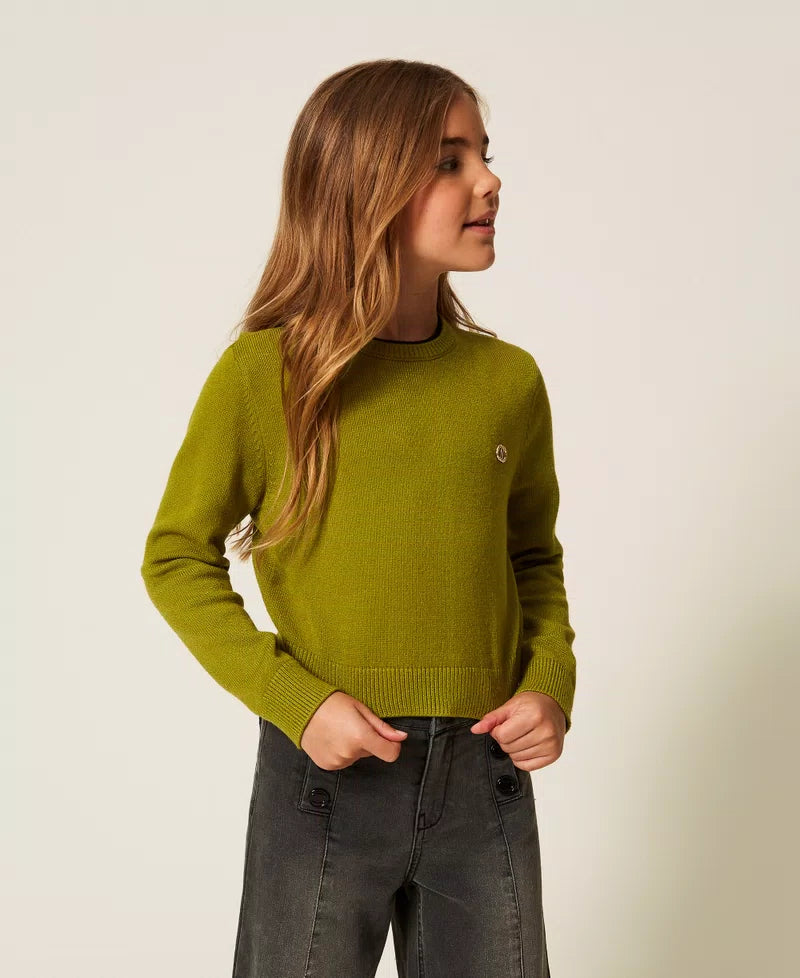 252GJ3011-CREWNECK SWEATER-OLIVE OIL